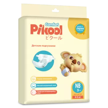 Подгузники детские Пикул Комфорт NB (0-5 кг), 3 шт