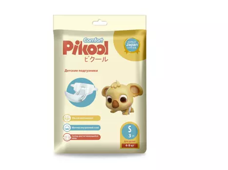 Подгузники детские Пикул Комфорт S (4-9кг), 3 шт, желтый пакет