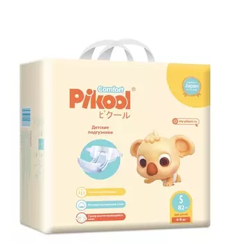 Подгузники детские Пикул Комфорт S (4-9кг), 82 шт