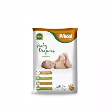 Подгузники детские Пикул Премиум NB (0-5 кг), 3 шт, бело-оранжевый пакет