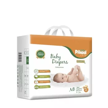 Подгузники детские Пикул Премиум NB (0-5кг), 25 шт