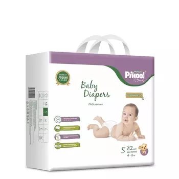 Подгузники детские Пикул Премиум S (4-9кг), 82 шт