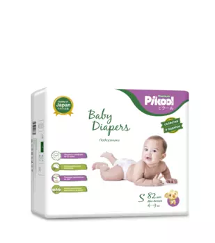 Подгузники детские Пикул Премиум S (4-9кг), 82 шт, +подарок салфетки Пикул Премиум х80