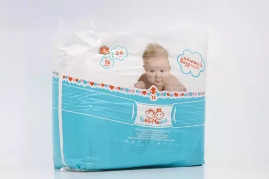 Подгузники детские Рома+Машка мини (3-6кг) нежный возраст, 26 шт