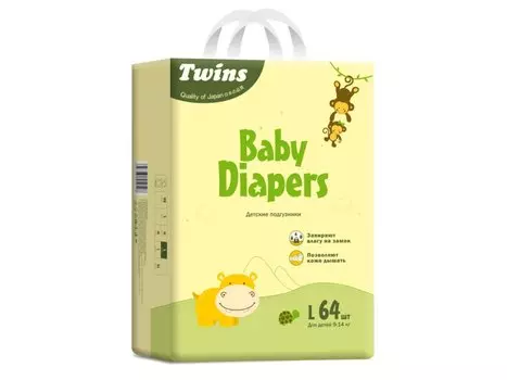 Подгузники детские Твинс L (9-14кг), 64 шт