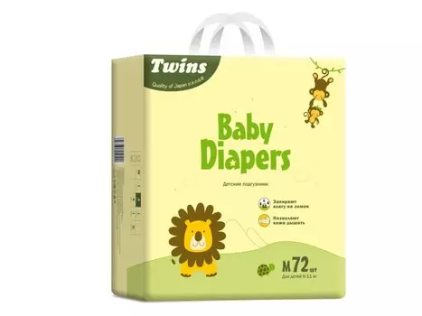 Подгузники детские Твинс M (6-11кг), 72 шт