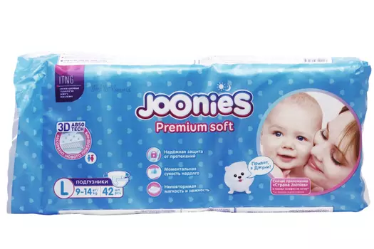 Подгузники Джунис L (9-14кг), 42 шт