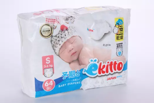 Подгузники Ekitto S (3-6 кг), 54 шт