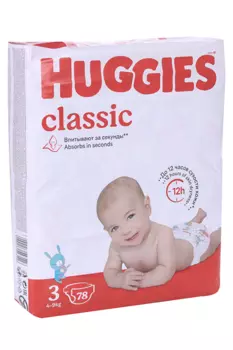 Подгузники Хаггис Классик (4-9кг), 78 шт