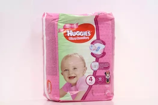 Подгузники Хаггис Ультра комфорт д/девочек (8-14кг), 19 шт