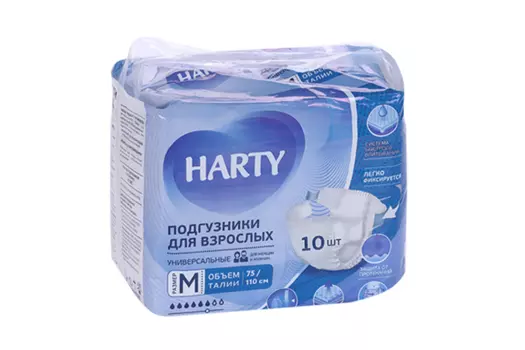 Подгузники HARTY Medium д/взрослых, 10 шт
