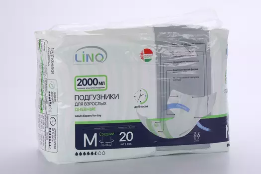 Подгузники Lino д/взрослых р M, 2 000 мл, 20 шт