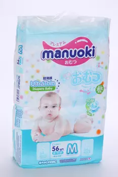 Подгузники Мануоки Ультратонкие M (6-11кг), 56 шт
