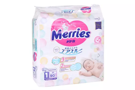 Подгузники Мэррис д/новорожденных (0-5кг), 90 шт