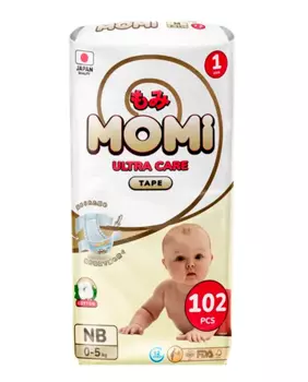 Подгузники MOMI Ultra Care д/новорожденных NB (0-5 кг), 102 шт, Mega Pack