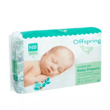 Подгузники Offspring NB (2-4кг), 56 шт, Листочки