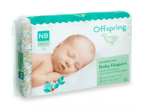 Подгузники Offspring NB (2-4кг), 56 шт, Авокадо