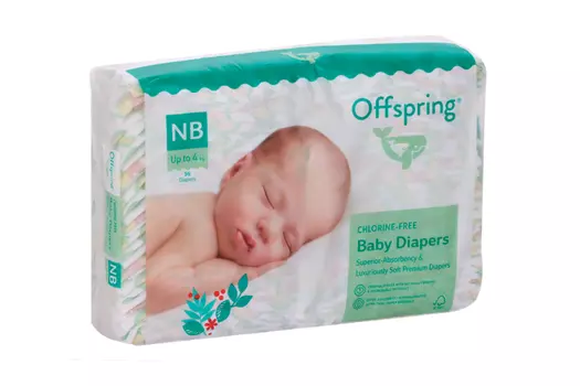 Подгузники Offspring NB 4 кг, 56 шт, Авокадо