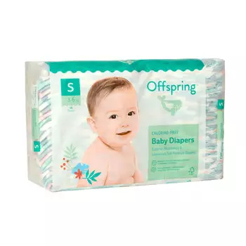 Подгузники Offspring S (3-6 кг), 48 шт, Динозавры