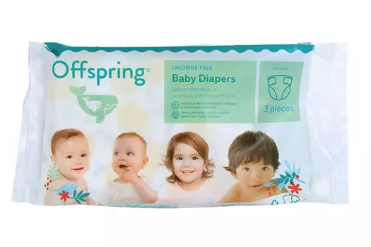 Подгузники Offspring Тревел пак NB (2-4кг), 3 шт, три расцветки