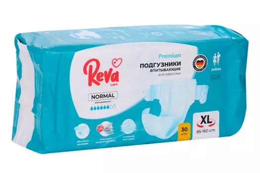Подгузники Reva Care д/взрослых на липучках Normal р XL, 30 шт