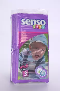 Подгузники Senso baby Midi крем-бальз (4-9кг), 44 шт