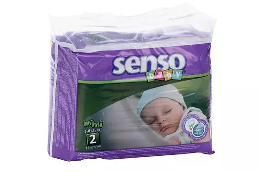 Подгузники Senso baby Mini крем-бальз (3-6 кг), 26 шт
