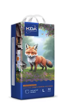 Подгузники-трусики детские КДА Кидс ультратонкие L (11-16кг), 50 шт