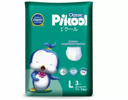 Подгузники-трусики детские Пикул Классик L (11-16кг), 3 шт