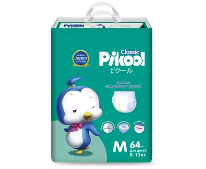 Подгузники-трусики детские Пикул Классик M (8-13кг), 64 шт