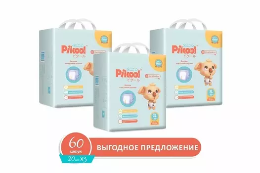 Подгузники-трусики детские Пикул Комфорт XL (15-25кг), 60 шт, (20 х3)