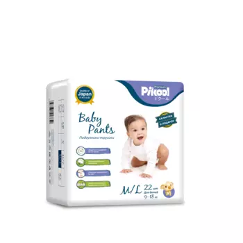 Подгузники-трусики детские Пикул Премиум M/L, 22 шт, (9-18кг) +подарок салфетки Пикул Премиум х10