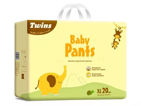 Подгузники-трусики детские Твинс XL (15-25кг), 20 шт