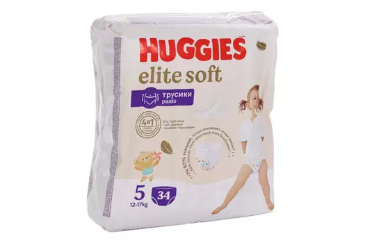 Подгузники-трусики Хаггис Элит софт 5 (12-17кг), 34 шт