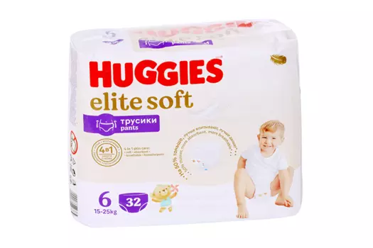 Подгузники-трусики Хаггис Элит софт 6 (15-25кг), 32 шт