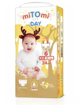 Подгузники-трусики miTOmi Day размер XXL 15+ кг, 34 шт