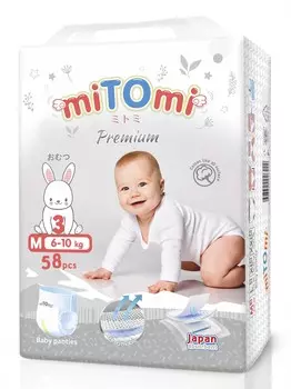 Подгузники-трусики miTOmi Premium размер M 6-10 кг, 58 шт