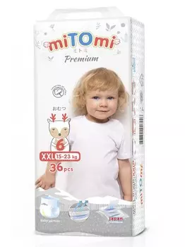 Подгузники-трусики miTOmi Premium размер XXL 15-23 кг, 36 шт