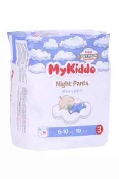 Подгузники-трусики MyKiddo Night Pants Premium 3 ночные д/детей M (6-10кг), 19 шт