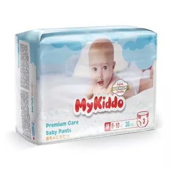 Подгузники-трусики MyKiddo Premium д/детей M (6-10кг), 38 шт
