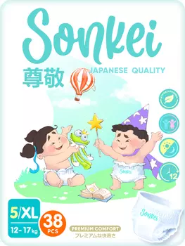Подгузники-трусики SONKEI Premium Comfort детские XL (12-17 кг), 38 шт