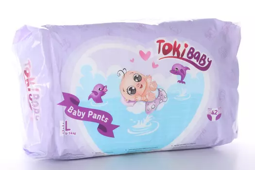Подгузники-трусики TokiBaby дет L (9-14кг), 42 шт