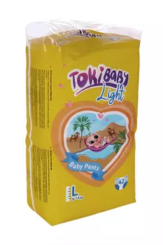 Подгузники-трусики TokiBaby Light дет L (9-14кг), 42 шт