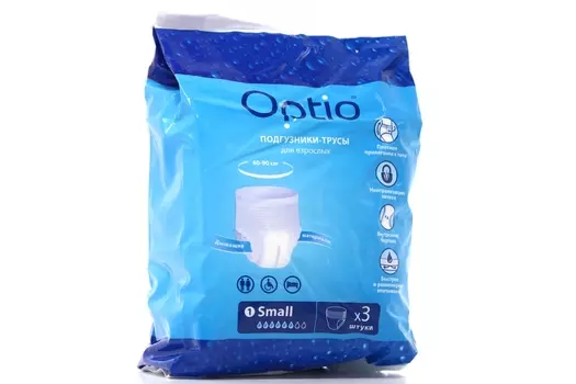Подгузники-трусы д/взрослых Оптио S, 3 шт
