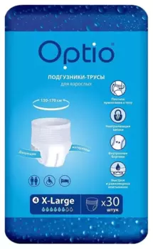 Подгузники-трусы д/взрослых Оптио XL, 30 шт, + подарок салфетки Оптио х80