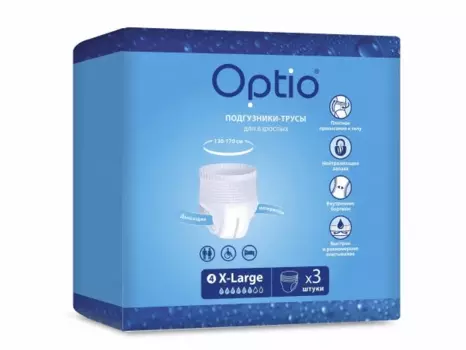 Подгузники-трусы д/взрослых Оптио XL, 3 шт