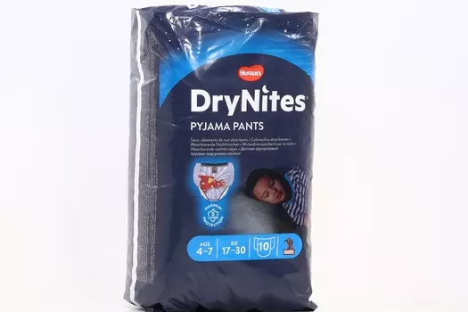Подгузники-трусы Хаггис ДрайНайтс д/мал 4-7лет (17-30кг), 10 шт