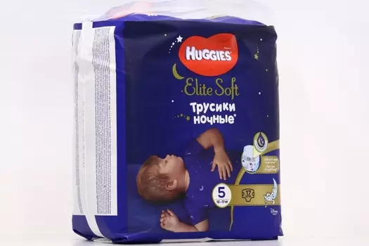 Подгузники-трусы Хаггис Элит софт 5 ночные (12-17кг), 17 шт