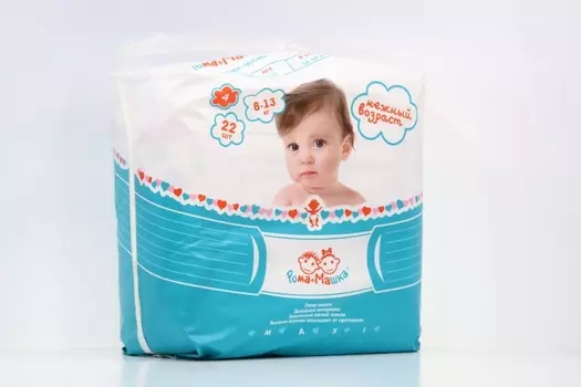 Подгузники-трусы Рома+Машка Макси (8-13 кг), 22 шт