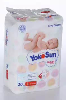 Подгузники YokoSun на липучках L (9-13 кг), 20 шт